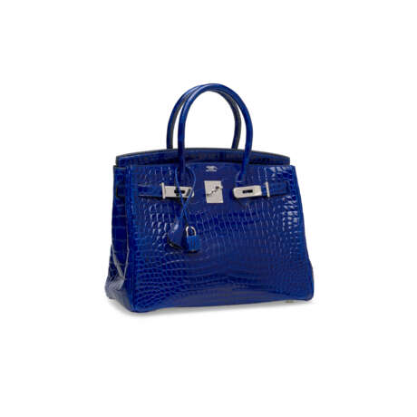 A SHINY BLEU SAPHIR POROSUS CROCODILE BIRKIN 30 WITH PALLADIUM HARDWARE - photo 2