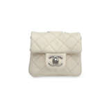 A WHITE QUILTED LAMBSKIN LEATHER & MONGOLIAN GOAT FUR FLAP BAG MICRO CHARM SET WITH SILVER HARDWARE - photo 8
