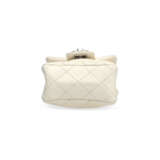 A WHITE QUILTED LAMBSKIN LEATHER & MONGOLIAN GOAT FUR FLAP BAG MICRO CHARM SET WITH SILVER HARDWARE - фото 11