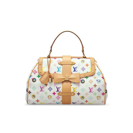 A SET OF THREE: A LIMITED EDITION WHITE MONOGRAM MULTICOLOR EYE LOVE YOU WITH GOLD HARDWARE BY TAKASHI MURAKAMI , A LIMITED EDITION BEIGE LAMBSKIN LEATHER MONOGRAM OLYMPE STRATUS BAG AND A LIMITED EDITION CREAM & GOLD ANTIGUA THEDA GM WITH GOLD HARDWARE - фото 3