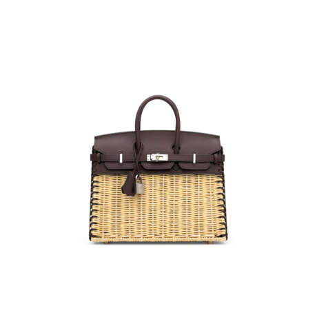 A LIMITED EDITION ROUGE SELLIER SWIFT LEATHER & OSIER PICNIC BIRKIN 25 WITH PALLADIUM HARDWARE - photo 1