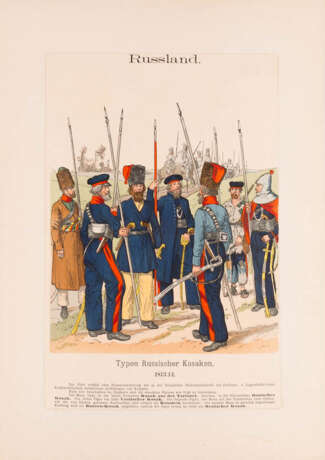 RICHARD KNÖTEL 1857 Glogau - 1914 Berlin ACHT BUCHSEITEN MIT RUSSISCHEN UNFIFORM AUS DEM BAND 'UNIFORMKUNDE' - Foto 1