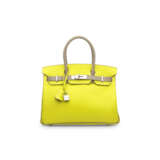 A CUSTOM LIME & GRIS TOURTERELLE CHÈVRE LEATHER BIRKIN 30 WITH BRUSHED PALLADIUM HARDWARE - photo 1