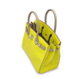 A CUSTOM LIME & GRIS TOURTERELLE CHÈVRE LEATHER BIRKIN 30 WITH BRUSHED PALLADIUM HARDWARE - photo 7