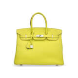 A LIMITED EDITION LIME & GRIS PERLE EPSOM LEATHER CANDY BIRKIN 35 WITH PALLADIUM HARDWARE - Foto 1