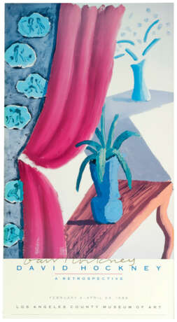 David Hockney, A Retrospective, "Still Life with Magenta Curtain" - Foto 1