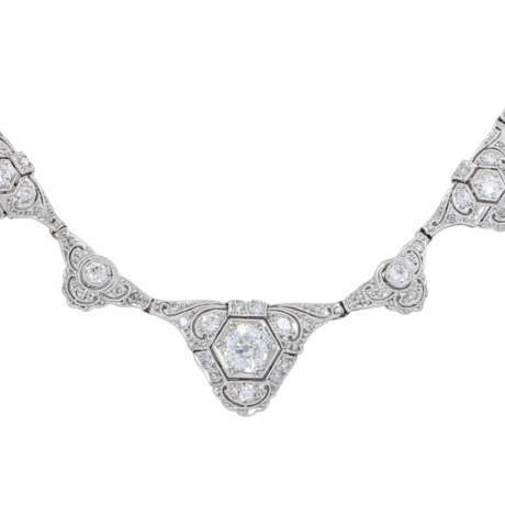 Fine art deco necklace with old cut diamonds - photo 2