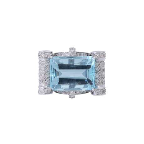 Ring with aquamarine about 19 ct and diamonds - photo 5