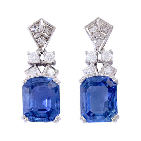 SCHILLING earrings with fine sapphires each approx. 7.2 ct, - photo 1