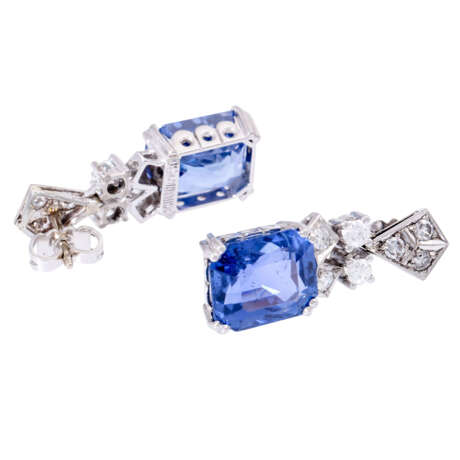 SCHILLING earrings with fine sapphires each approx. 7.2 ct, - Foto 3