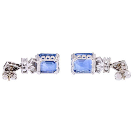 SCHILLING earrings with fine sapphires each approx. 7.2 ct, - Foto 4