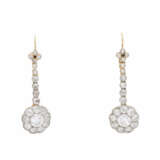 Earrings with fine old cut diamonds together ca. 3 ct, - photo 1