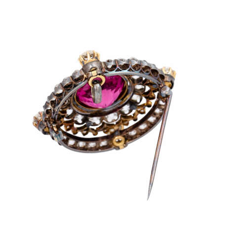 Antique brooch pendant with rubelite - photo 3