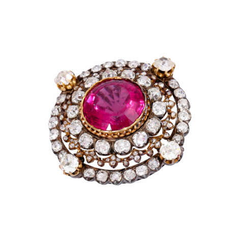Antique brooch pendant with rubelite - photo 4