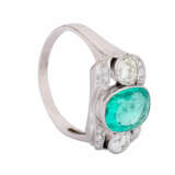 Art Deco ring with emerald and diamonds - Foto 7