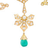 Magnificent necklace with diamonds total ca. 12 ct and 5 emerald drops - фото 7