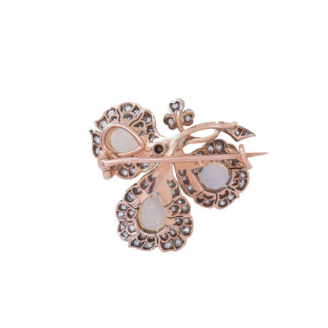 Brooch with 3 fine white opals and diamonds - photo 2