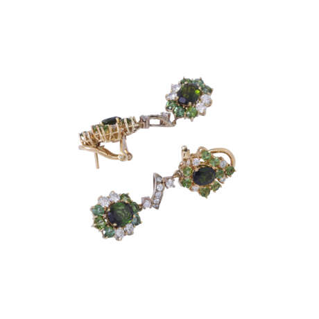 Pair of earrings with tourmalines and diamonds - Foto 3