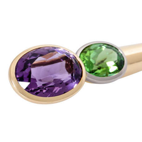 JACOBI Bar Brooch with Amethyst and Highly Fine Tourmaline - Foto 6