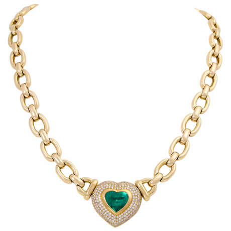 Necklace with fine faceted emerald in heart shape, ca. 6,24 ct - Foto 1