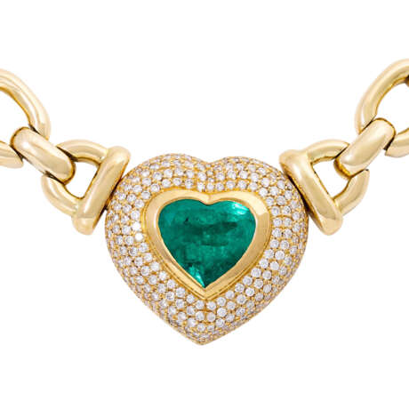 Necklace with fine faceted emerald in heart shape, ca. 6,24 ct - Foto 2