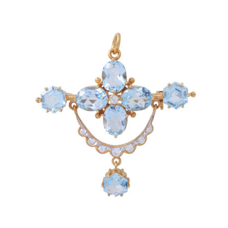 Pendant/brooch with aquamarines and diamonds - фото 1
