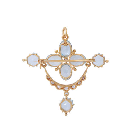 Pendant/brooch with aquamarines and diamonds - фото 2