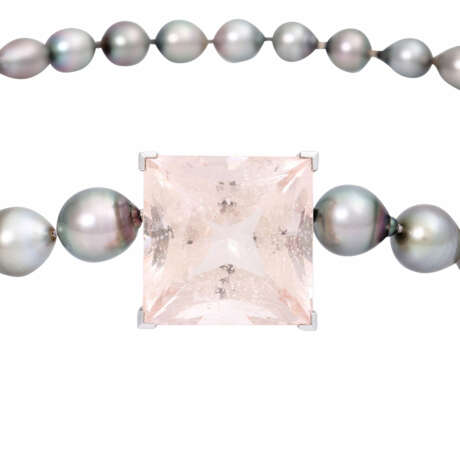 JACOBI Tahitian pearl necklace with fine morganite of ca. 130 ct, - Foto 5
