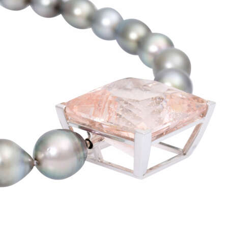 JACOBI Tahitian pearl necklace with fine morganite of ca. 130 ct, - Foto 6