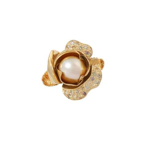 Ring with golden South Sea pearl and diamonds - фото 2