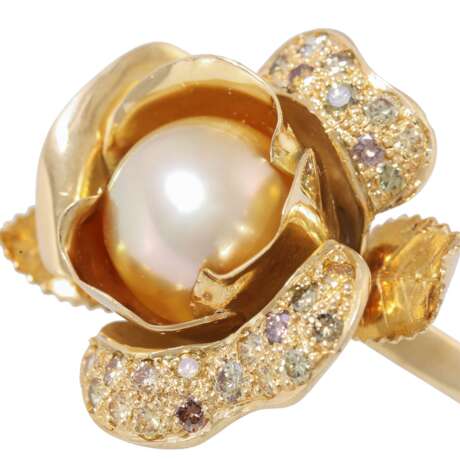 Ring with golden South Sea pearl and diamonds - фото 5