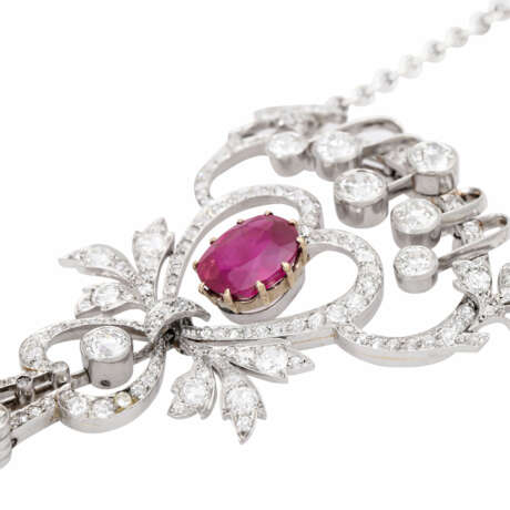 Antique necklace with ruby, oriental pearl and diamonds total ca. 7 ct, - photo 4