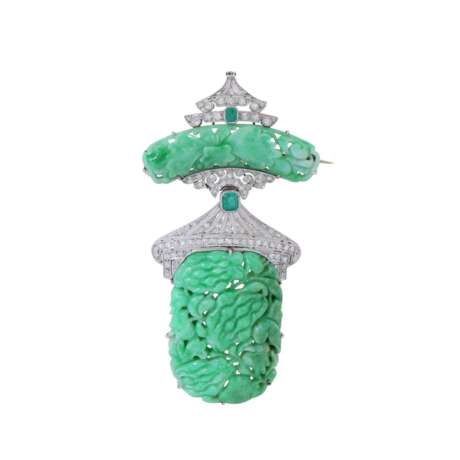 Brooch pendant with jadeite and diamonds - Foto 1