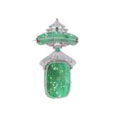 Brooch pendant with jadeite and diamonds - фото 2