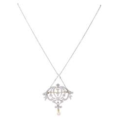Art Nouveau necklace with numerous diamonds