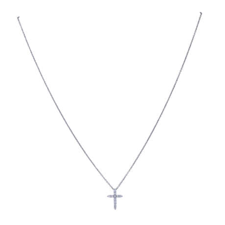 TIFFANY & CO necklace with pendant "Cross" with diamonds, - фото 2