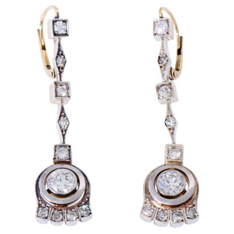 Earrings with old-cut diamonds together ca. 1,5 ct, - фото 2