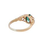 Ring with emerald and old cut diamonds together ca. 0,35 ct, - фото 3