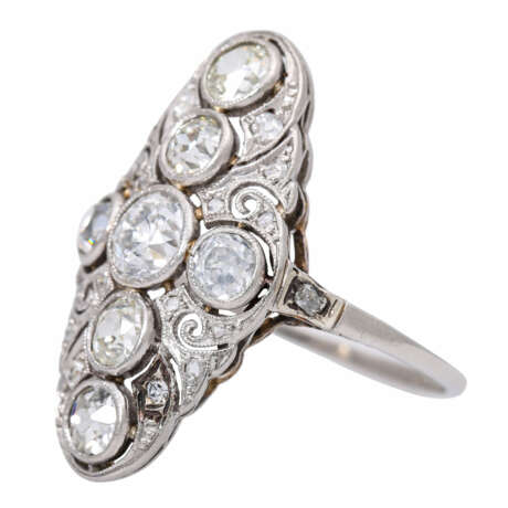 Art Deco outstanding ring with old cut diamonds, - фото 4