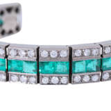 SCHILLING linear bracelet with emerald carrés and diamonds, - фото 5