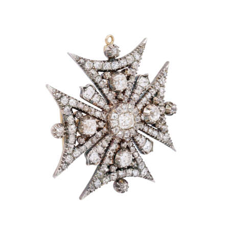 Victorian brooch/pendant "Maltese Cross" with diamonds, - photo 2