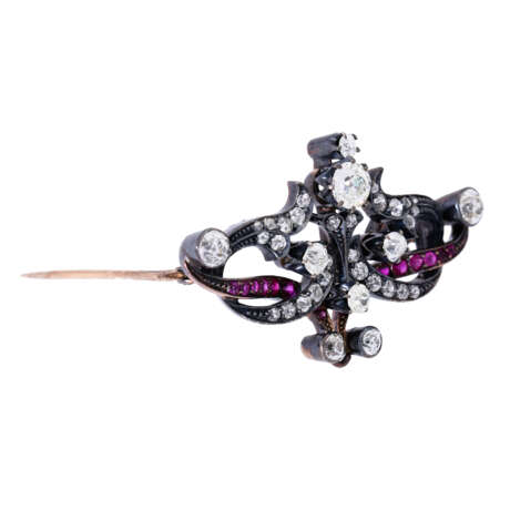 Brooch with central old cut diamond ca. 0,60 ct, - фото 3