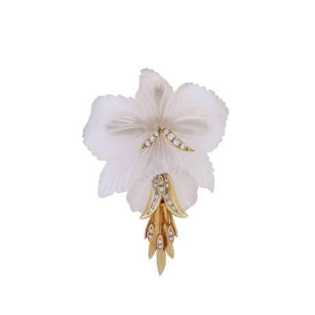 Brooch / pendant with flower of rock crystal, - photo 1