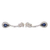 Earclips with sapphire drops add. ca. 4,2 ct and diamonds add. ca. 1,9 ct, - photo 3