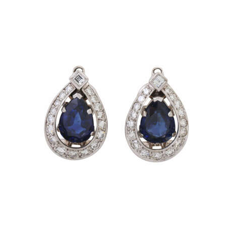 Earclips with sapphire drops add. ca. 4,2 ct and diamonds add. ca. 1,9 ct, - photo 4