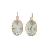 Earrings with oval prasiolites and diamonds total ca. 0,24 ct, - photo 1