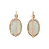 Earrings with oval prasiolites and diamonds total ca. 0,24 ct, - photo 2