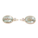 Earrings with oval prasiolites and diamonds total ca. 0,24 ct, - photo 3