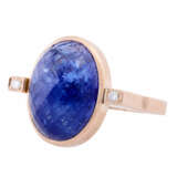 Ring with oval tanzanite ca. 38 ct flanked by diamonds total ca. 0,06 ct, - Foto 5