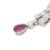 Necklace with pink sapphire drop and diamonds total ca. 3 ct, - Foto 4